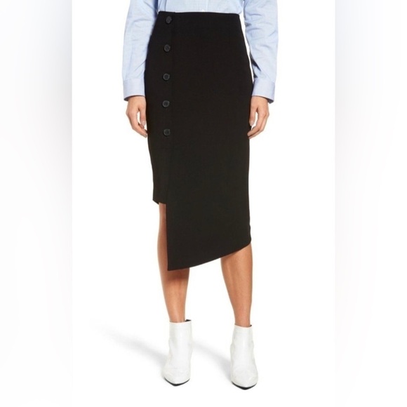 Halogen Asymmetrical Hem Button Down Front
High Waisted Midi Length Skirt - Picture 1 of 6